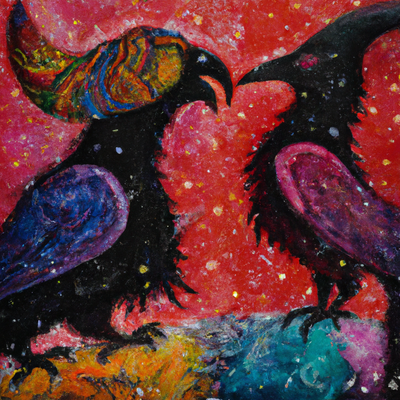Huginn et Muninn, les corbeaux d'Odin et leur rôle de messagers : Leur association avec la sagesse et la connaissance.
