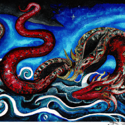 Jormungandr, le serpent de mer qui entoure Midgard : Son rôle dans la prophétie du Ragnarök.

